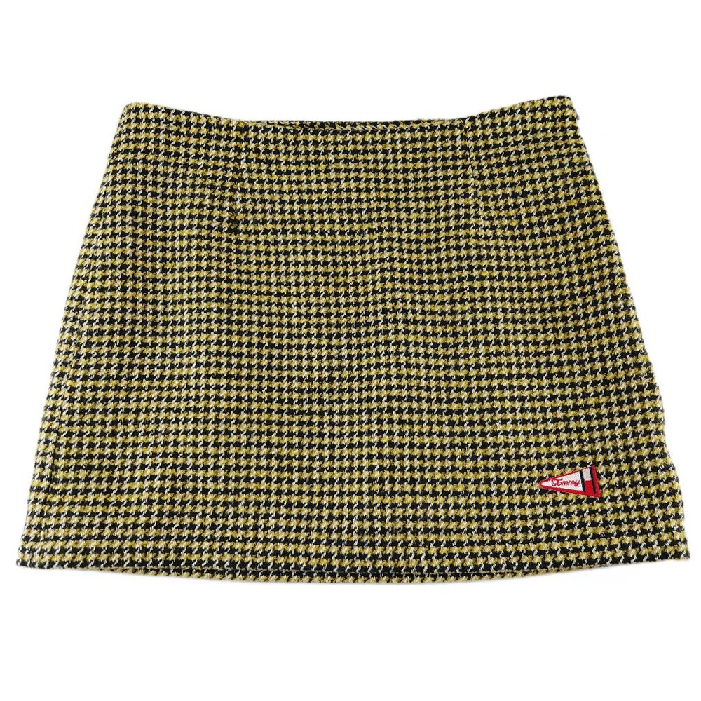 Tommy Jeans Tweed Mini Skirt Women's Size Small Black Sauterne Plaid Lined